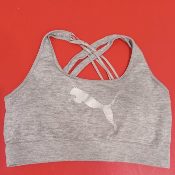 Puma grey crisscross back sport bra size L - Picture 1 of 5